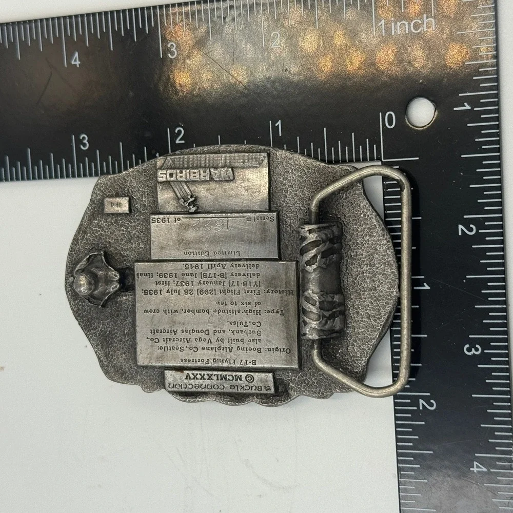 Vintage 1985‎ B-17 Flying Fortress 50th Anniversary Belt Buckle Limited Edition